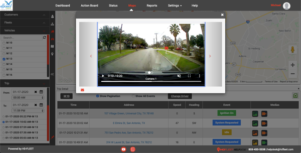 HD Fleet Video Clip Map Page Forward Camera