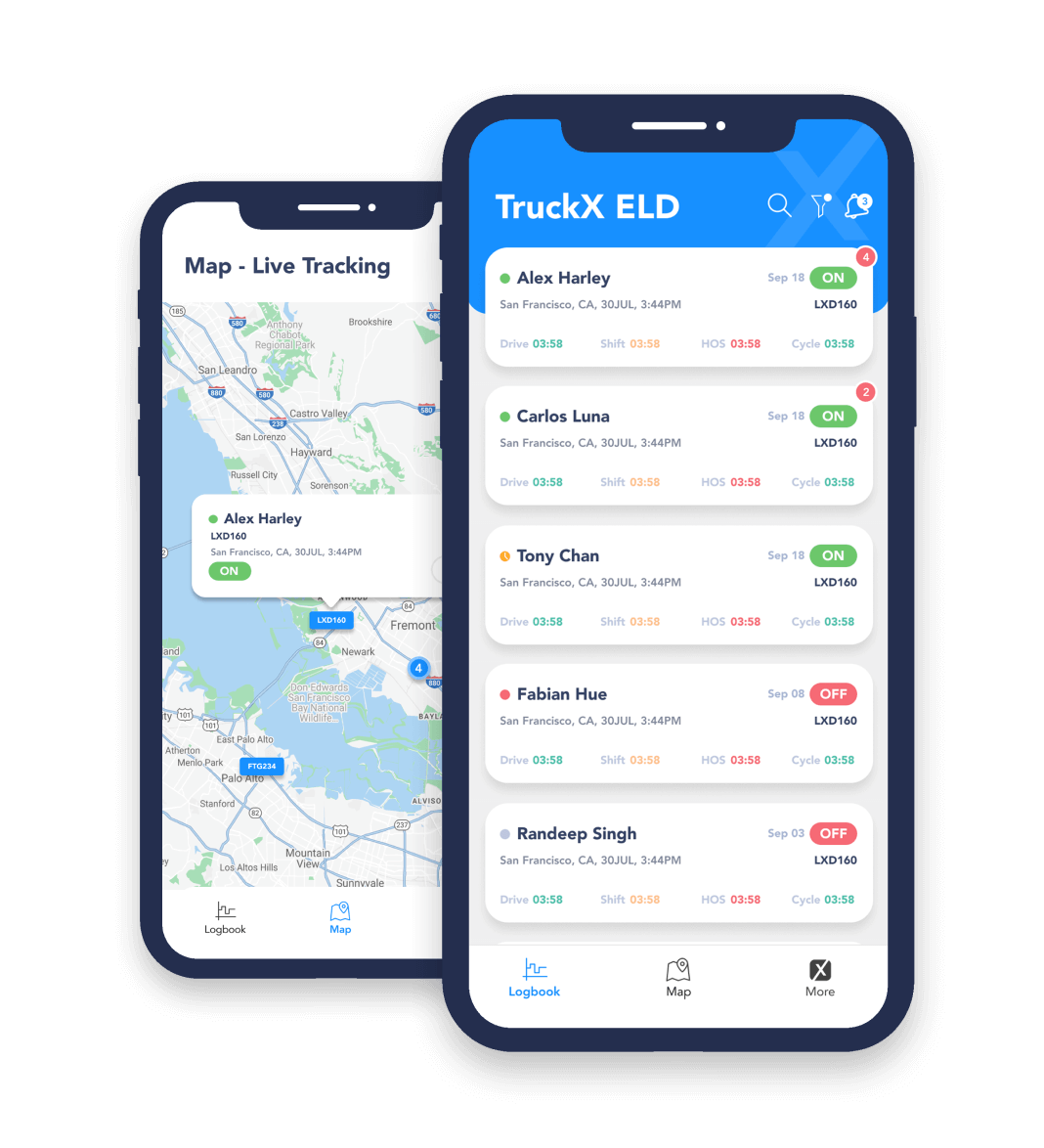 TruckX ELD Moile App Dispatcher