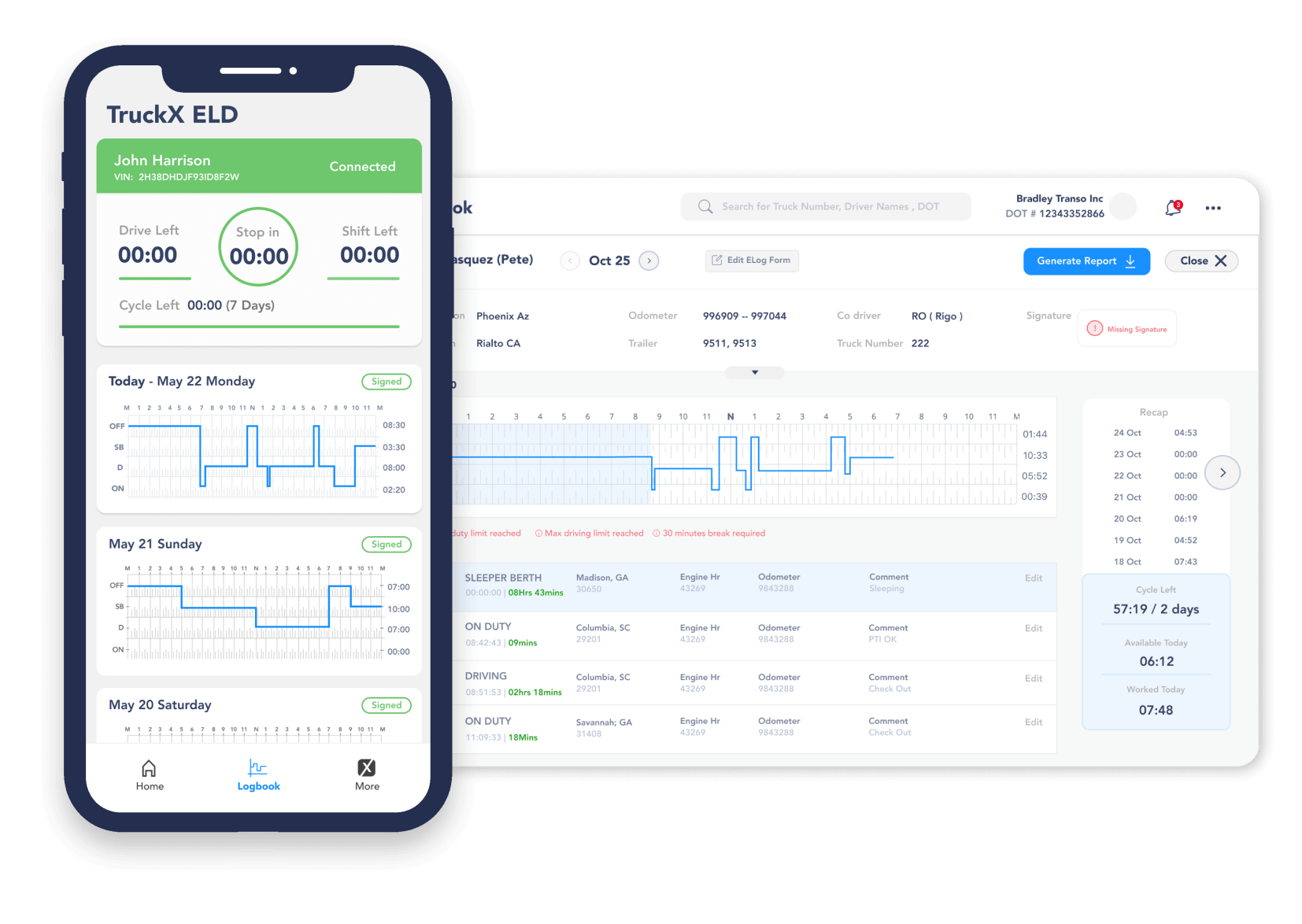 TruckX ELD Logbook History