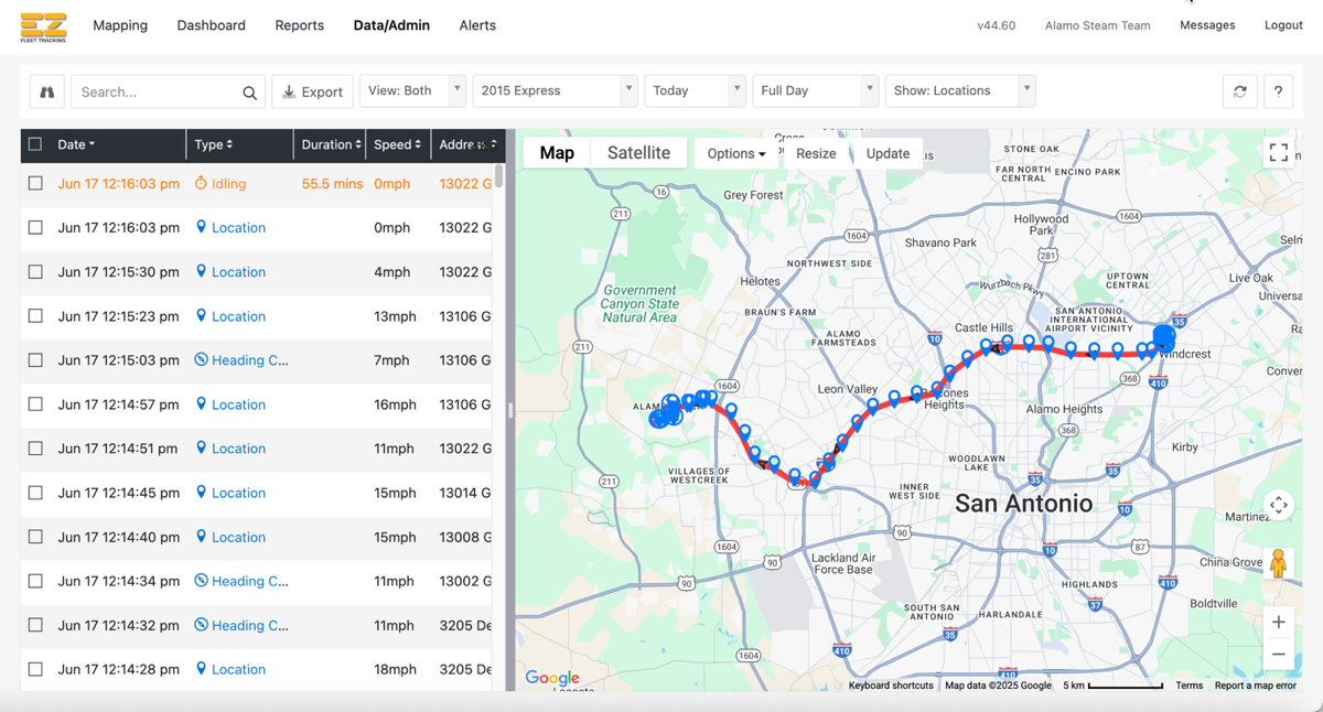 EZ Fleet Tracking History Map